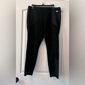 Marc‎ New York XL Black Faux Suede Leather Pants Animal Print Control Waistband